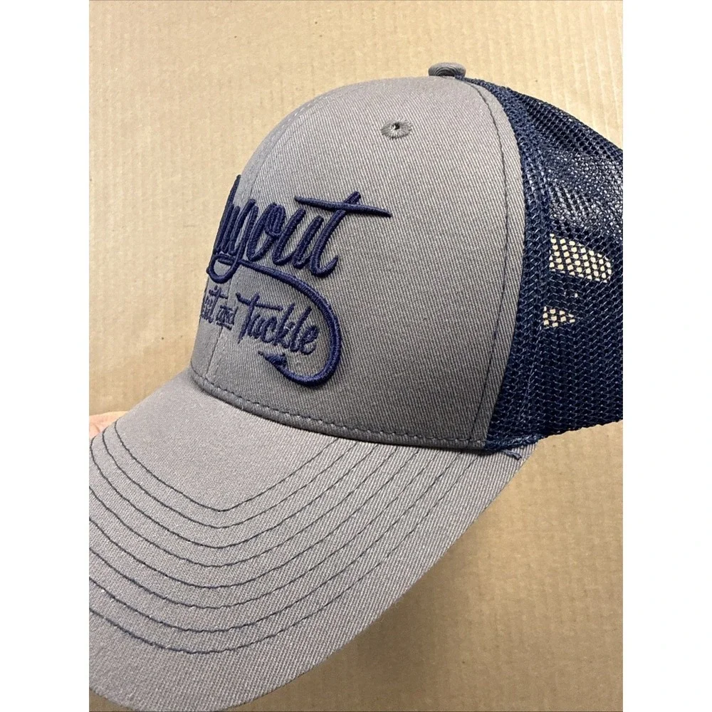 Dugout Bait And Tackle Baseball Hat Outdoor Cap Embroidered Gray Snapback